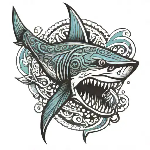 tribal shark tattoo design idea