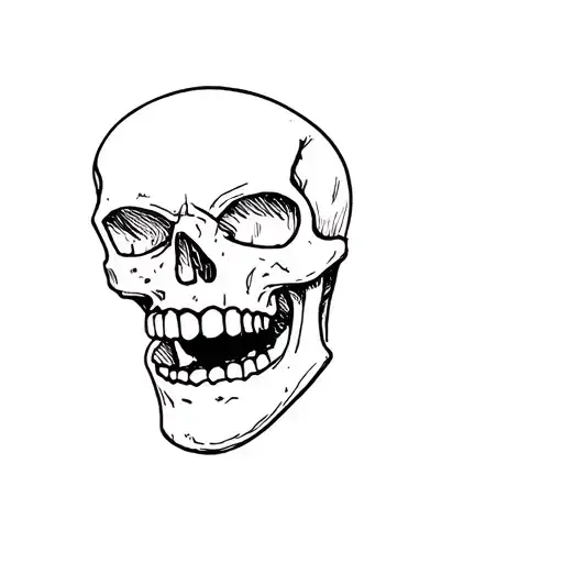 skull with gag in mouth open tattoo design idea