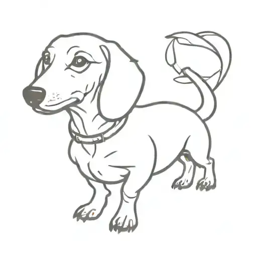 dachshund wearing 80s tattoo design idea