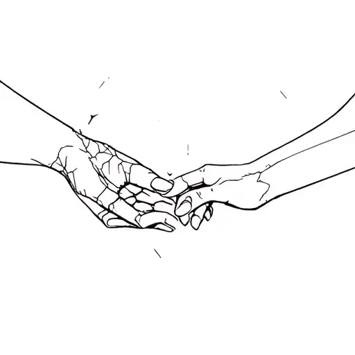 two hands almost touching One hand soft, the other cracked  tattoo design idea