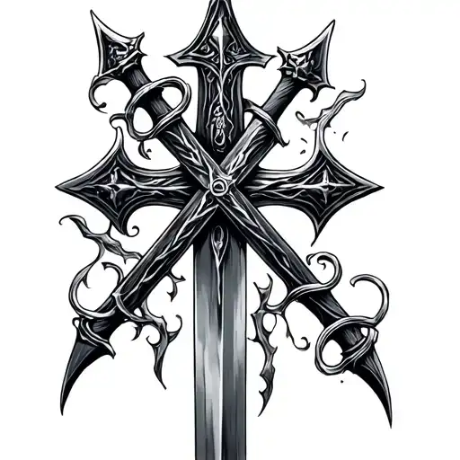 crosses made out of swords tattoo design idea