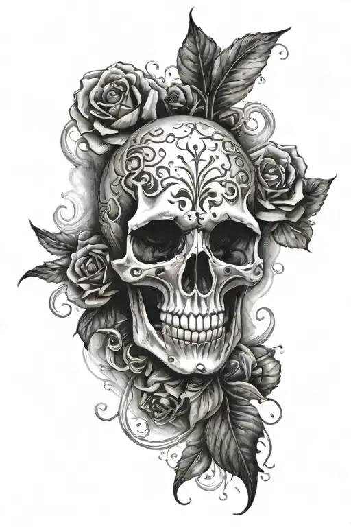 Ghost skull black and white tattoo design inspired tattoo design idea