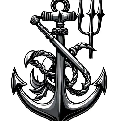 navy shellback with anchor and trident tattoo design idea