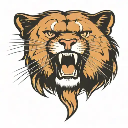 angry mountain lion head tattoo design idea