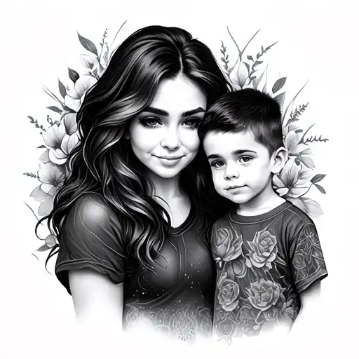 mom and son matching tattoo design idea