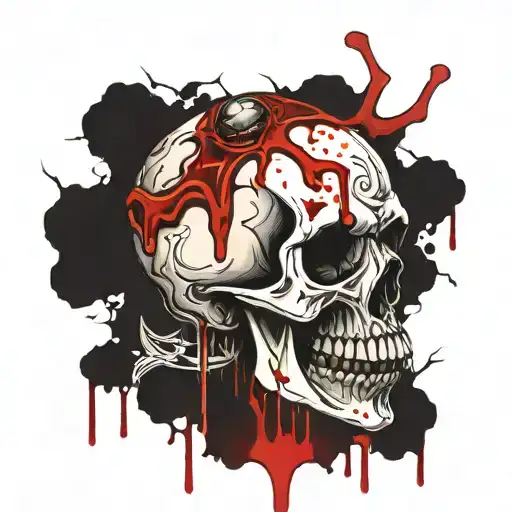 skull with blood dripping from it  tattoo design idea