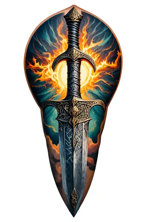viking dagger set on the runes back tattoo valhalla tattoo design idea