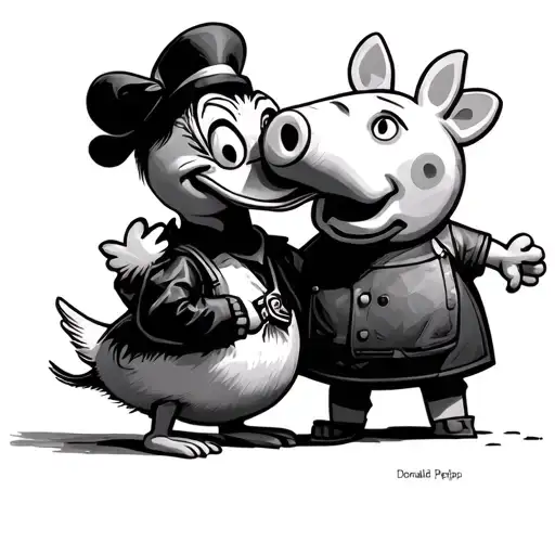 Donald Duck x peppa pig tattoo design idea