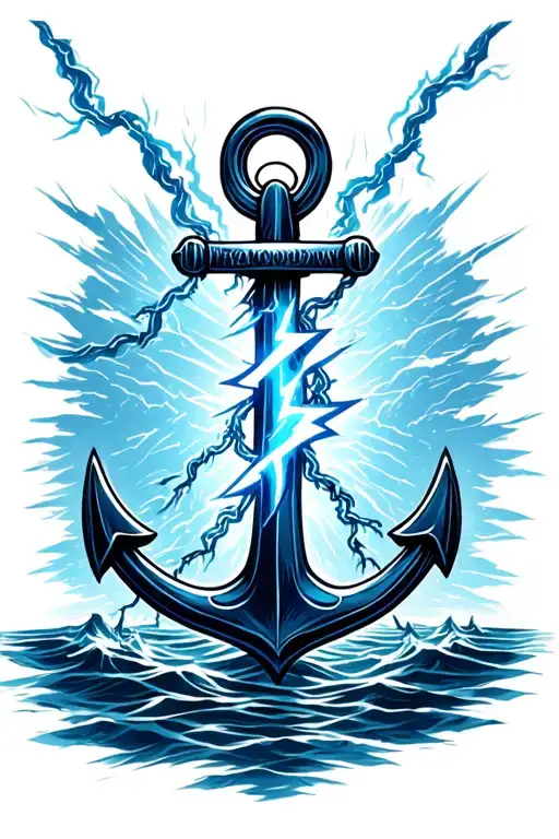 anchor with a lightning bolt going through it tattoo design idea