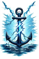 anchor with a lightning bolt going through it tattoo design idea