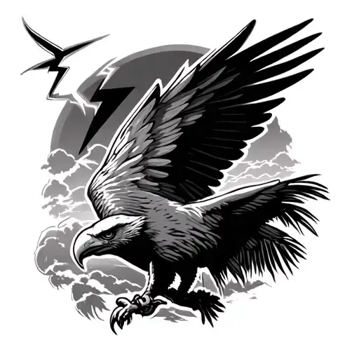 lightning bolt, eagle, palm tree tattoo design idea
