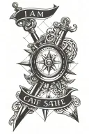 An Anchor in front of a compass with the quote "I am the master of my fate, I am the captain of my soul." tattoo design idea