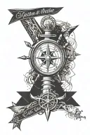 An Anchor in front of a compass with the quote "I am the master of my fate, I am the captain of my soul." tattoo design idea
