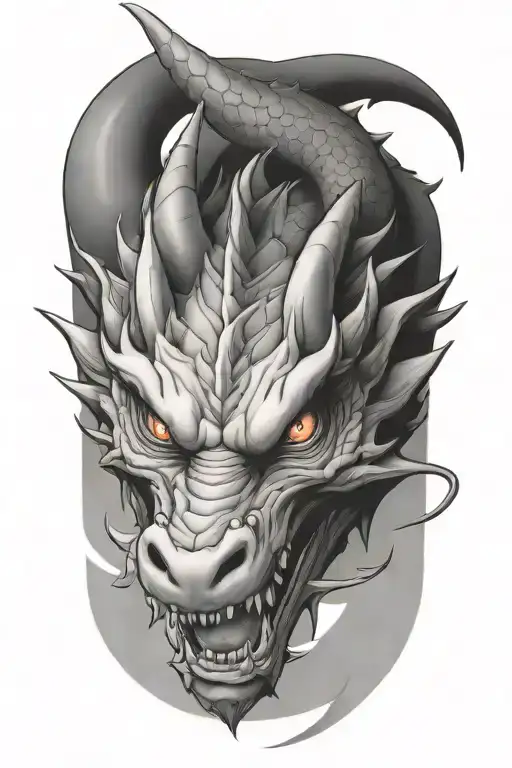 dragon face 3/4th view tattoo design idea