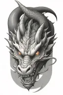 dragon face 3/4th view tattoo design idea