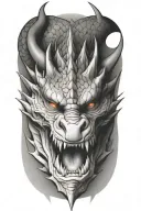 dragon face 3/4th view tattoo design idea