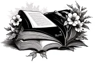 nature tree flowers books lyrics tattoo design idea