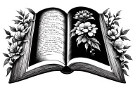 nature tree flowers books lyrics tattoo design idea