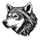Bear head , wolf head First Nation Under God tattoo design idea