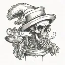 cooking chef skeleton tattoo design idea