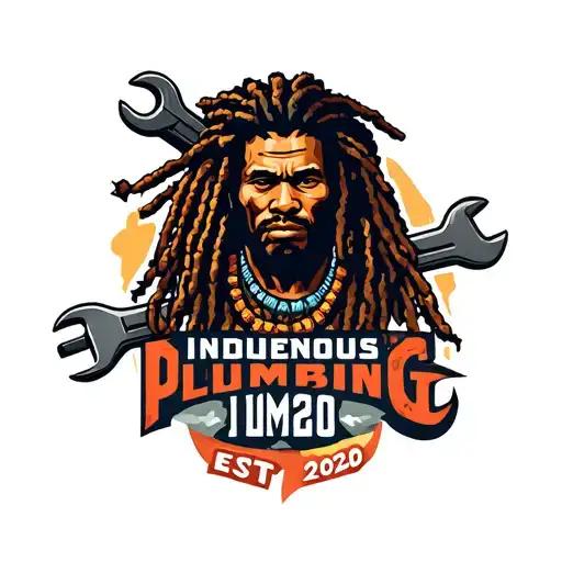 "Indigenous Plumbing EST 2020" dreadlocks native warrior and tool wrench  tattoo design idea