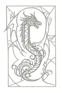 small cross with Aztec dragon wrapped tattoo design idea