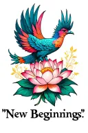 "New Beginnings " "New Beginnings " phoenix bird lotus flower blooming tattoo design idea