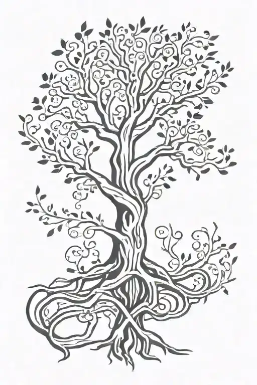 TREE OF LIFE trunk body of beautiful warrior woman with her branches curving out the initials of my childrens names   tattoo design idea