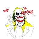 shadow of joker with the yellow outline and red writing why so serious  tattoo design idea