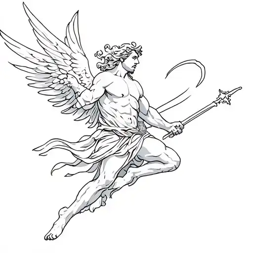 Archangel Michael warrior battling tattoo design idea