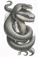 snake wrapped around arm with snakes head resting on the back of the palm tattoo design idea