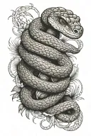 snake wrapped around arm with snakes head resting on the back of the palm tattoo design idea