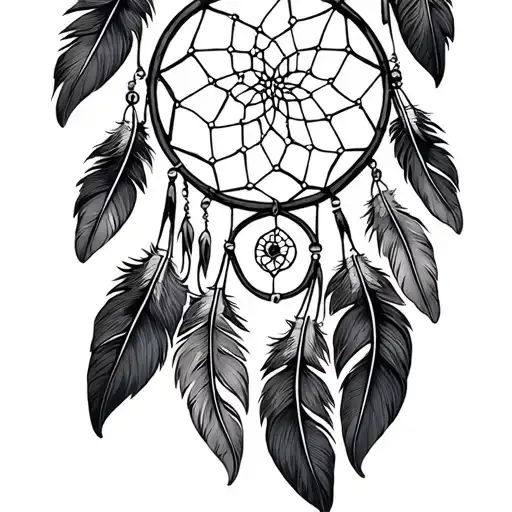 dream catcher with feathers falling off  tattoo design idea