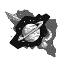 Silence in space tattoo design idea