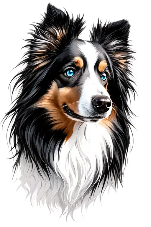 white and black sheltie with blue eyes tattoo design idea