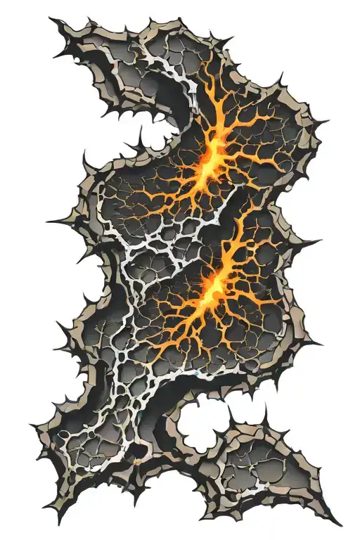 cracks with lava comming out of it tattoo design idea