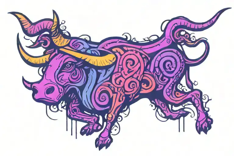 life line, taurus zodiac sign tattoo design idea