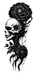 High contrast shading dark fantasy aesthetic surrealist brutalist gothic blackwork tattoo design idea