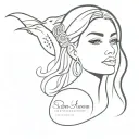 A minimalist silhouette of a beauty business logo with subtle elements of nightlife and travel incorporated, symbolizing the client's professional and personal interests tattoo design idea