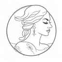 A minimalist silhouette of a beauty business logo with subtle elements of nightlife and travel incorporated, symbolizing the client's professional and personal interests tattoo design idea