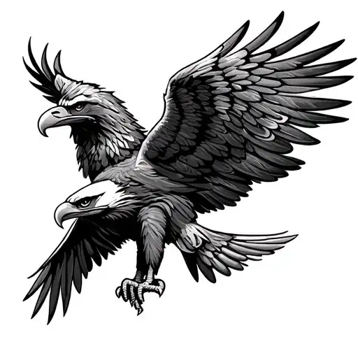  eagles with mardi gras wings tattoo design idea