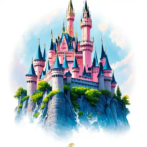 disney castle tattoo design idea