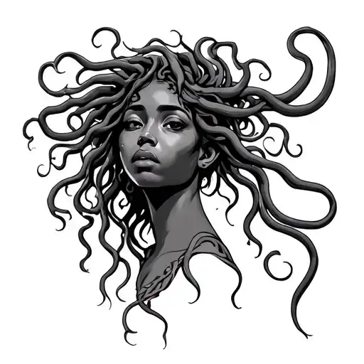 African American Medusa tattoo design idea