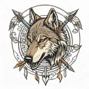 Wolf wounded by arrows  tattoo design idea