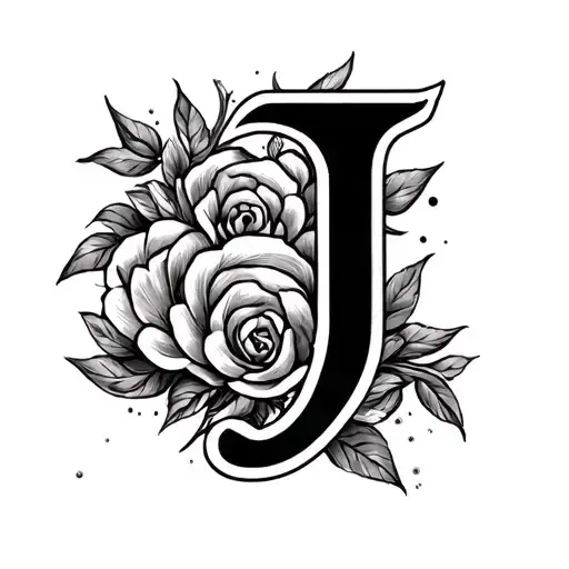 letter j written in elegant calligraphy tattoo design idea