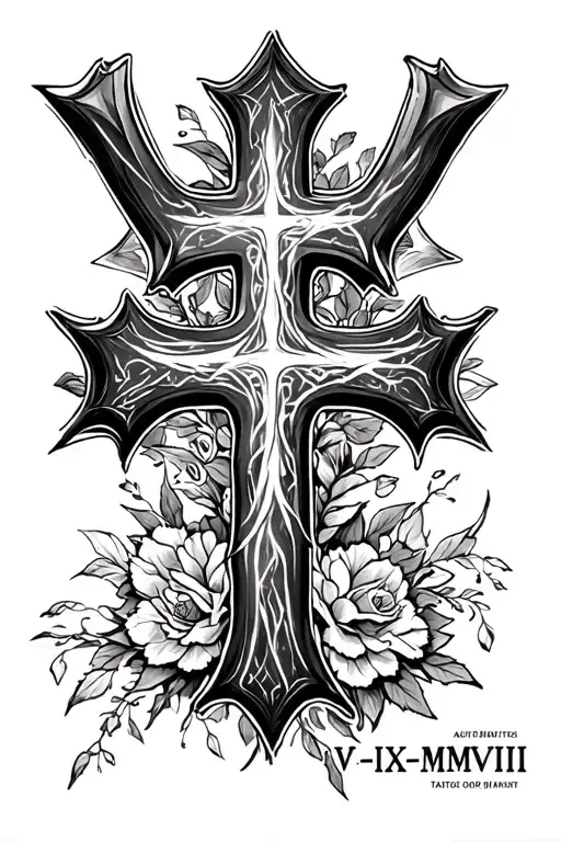 "V•IX•MMVIII " three cross tattoo tattoo design idea