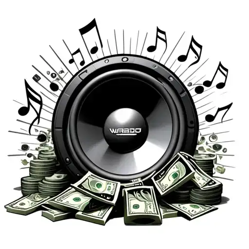 car audio subwoofer music money tattoo design idea