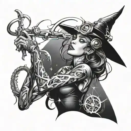 witchy woman tattoo design idea