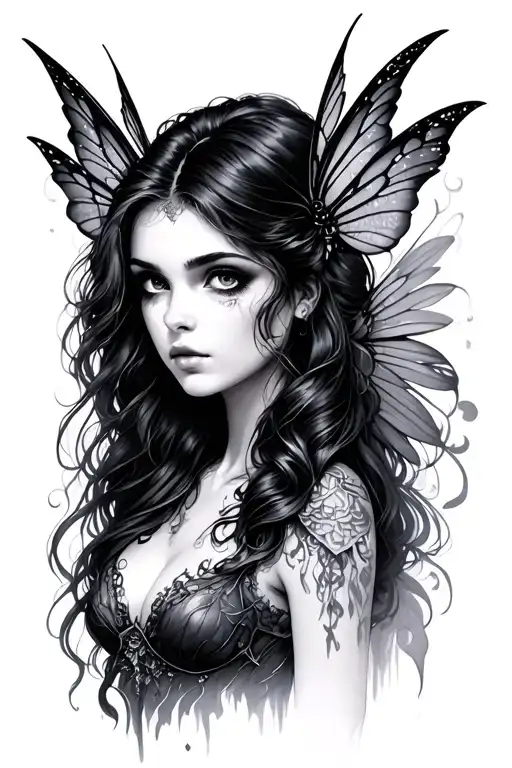 Dark Fairy tattoo design idea