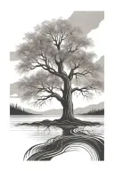 Willow tree and footprint tattoo design idea